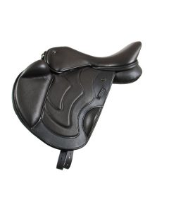 Flat Seat with Cross Country Wedge Padded Flaps with Calf Blocks and Stirrup Leather Keeper.